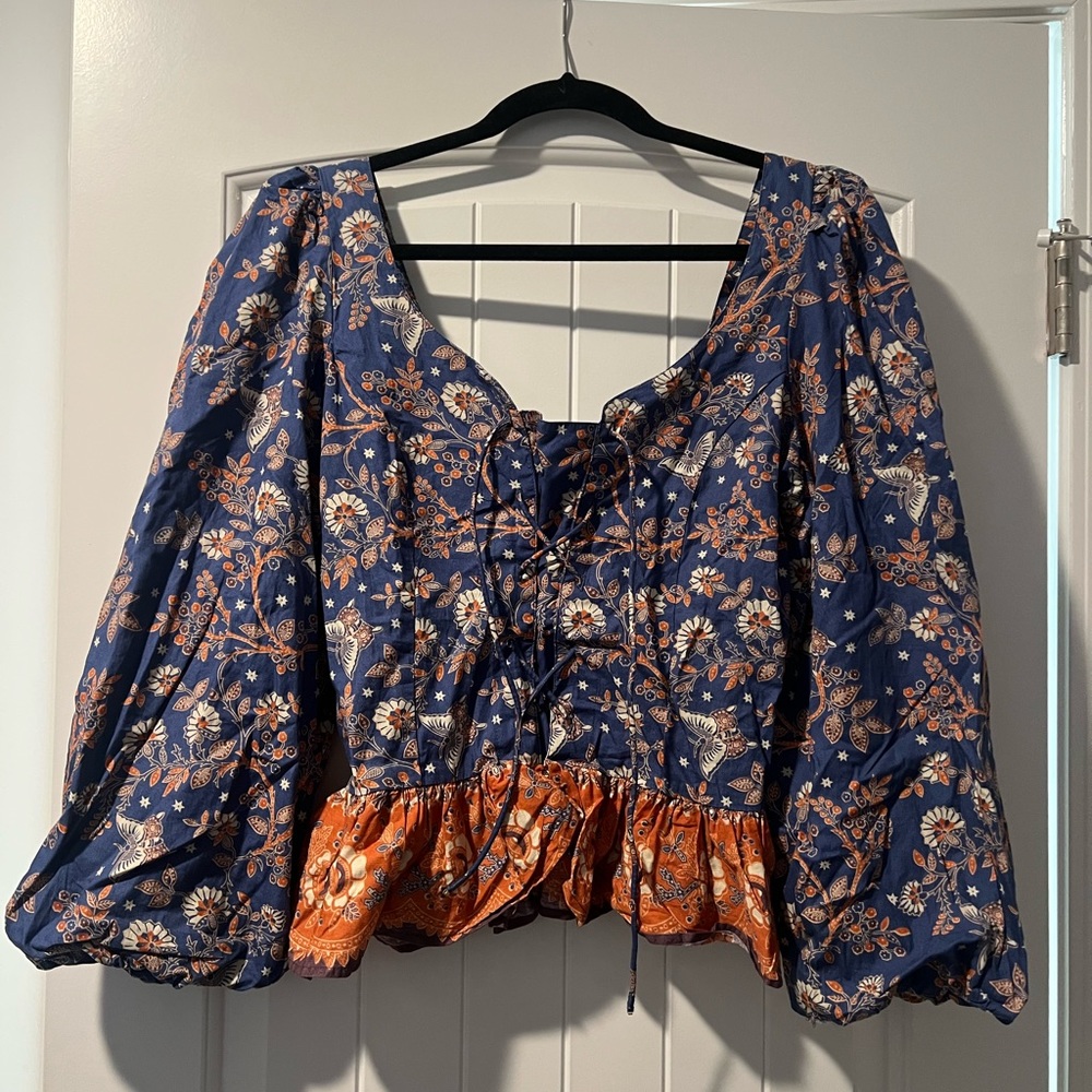 House of Harlow 1960 Puff Sleeve Peplum Top